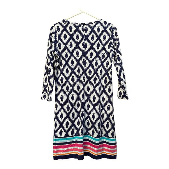 Lilly Pulitzer Beacon T-Shirt Dress 3/4 Sleeve Fish Blue White Women's Medium - Picture 4 of 4